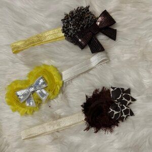 Bundle (3) of Double Shabby Flowers on a FOE elastic headband